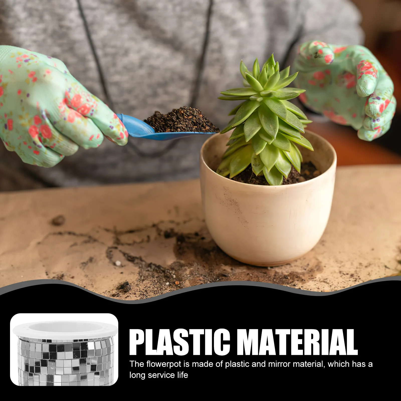 

Mirrorsucculents Disco Planter Plastic Flower Pot Indoor Desktop Planter Pot Garden Planting Container Succulent Plant Container