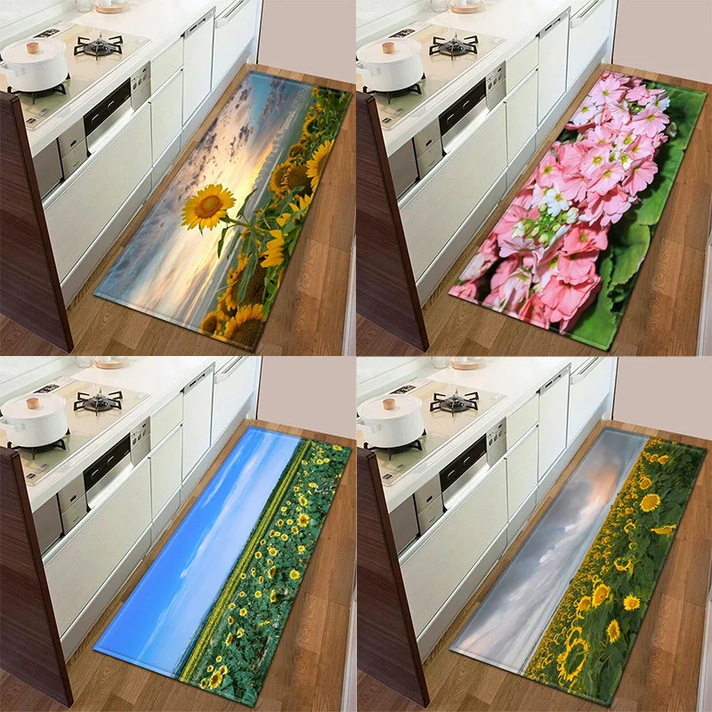 Sunflower Field Pattern Home Kitchen Floor Mat Door Decoration Floor Mat