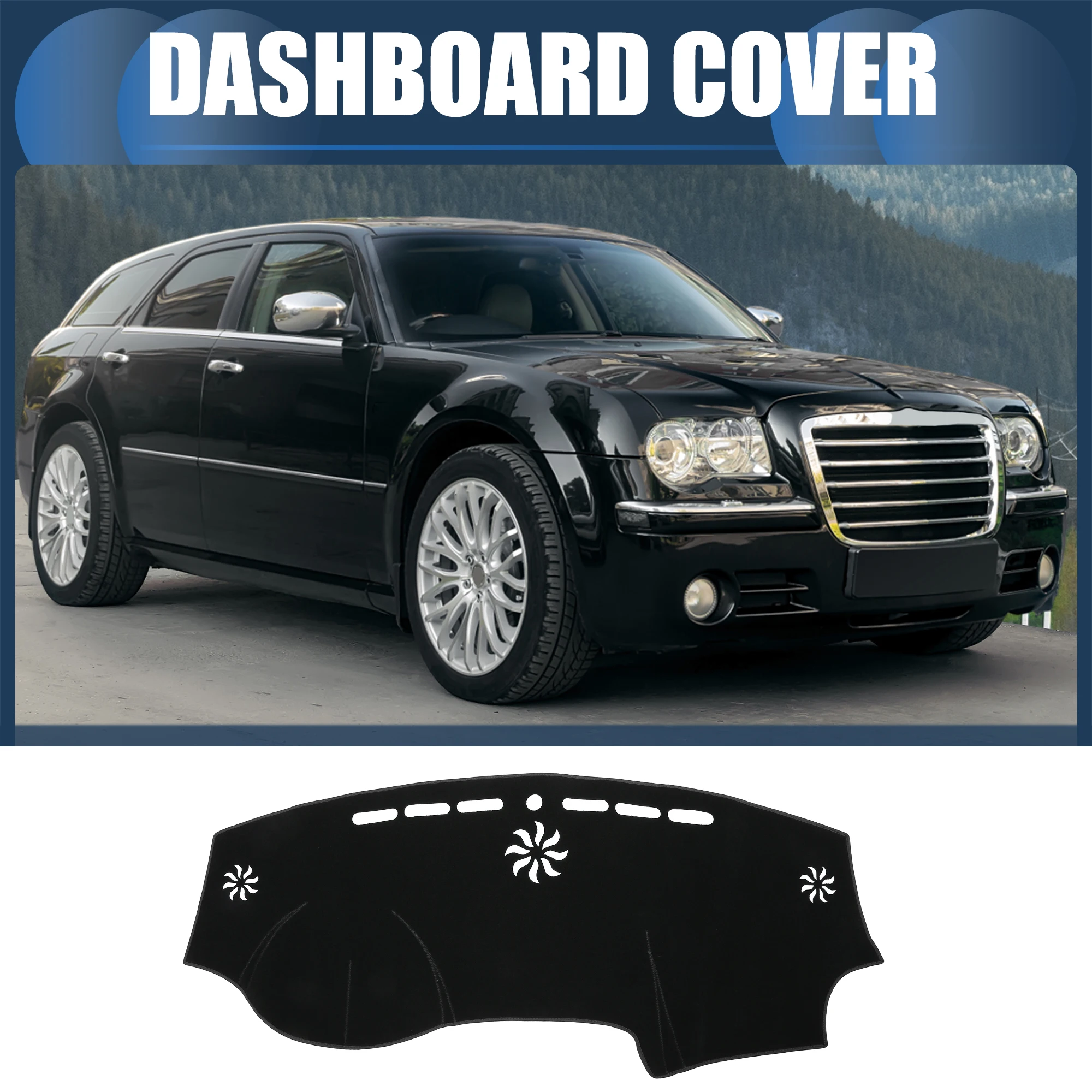 UXCELL Dashboard Dash Cover Mat for Chrysler 300c 2011-2017 Sun Protector Pad Black
