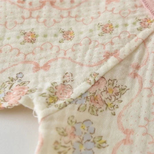 Herbstliche Babykleidung aus reiner Baumwolle, bedruckter Neugeborenen-Strampler mit Kragen, 0-2 Jahre, koreanische Version, atmungsaktiver Gaze-Strampler für Mädchen. – Detail 5