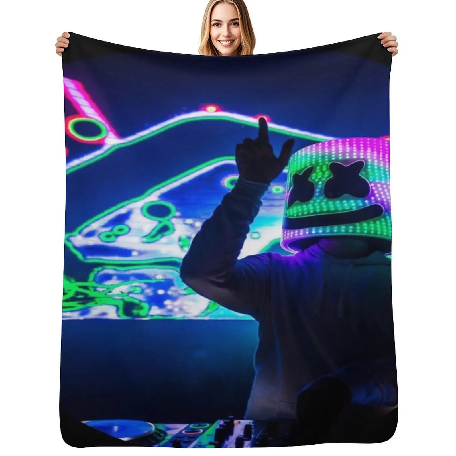 Marshmello Throw Blanket Warm Cozy Throw Blanket for Living Room Couch