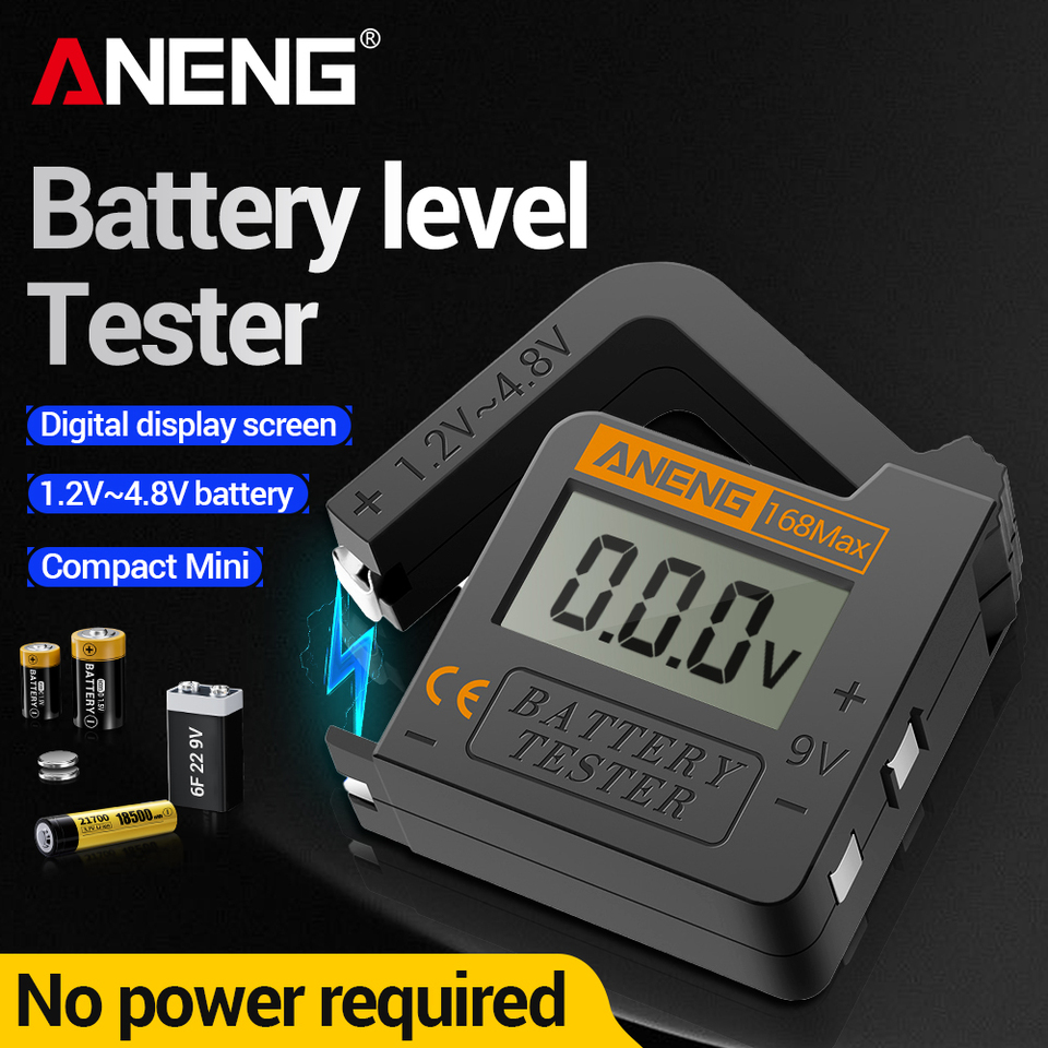  Universal Lithium Battery Tester ANENG 168Max Capacity Test Checkered Load Analyzer Check AAA AA Button Cell Home Essential Tool 