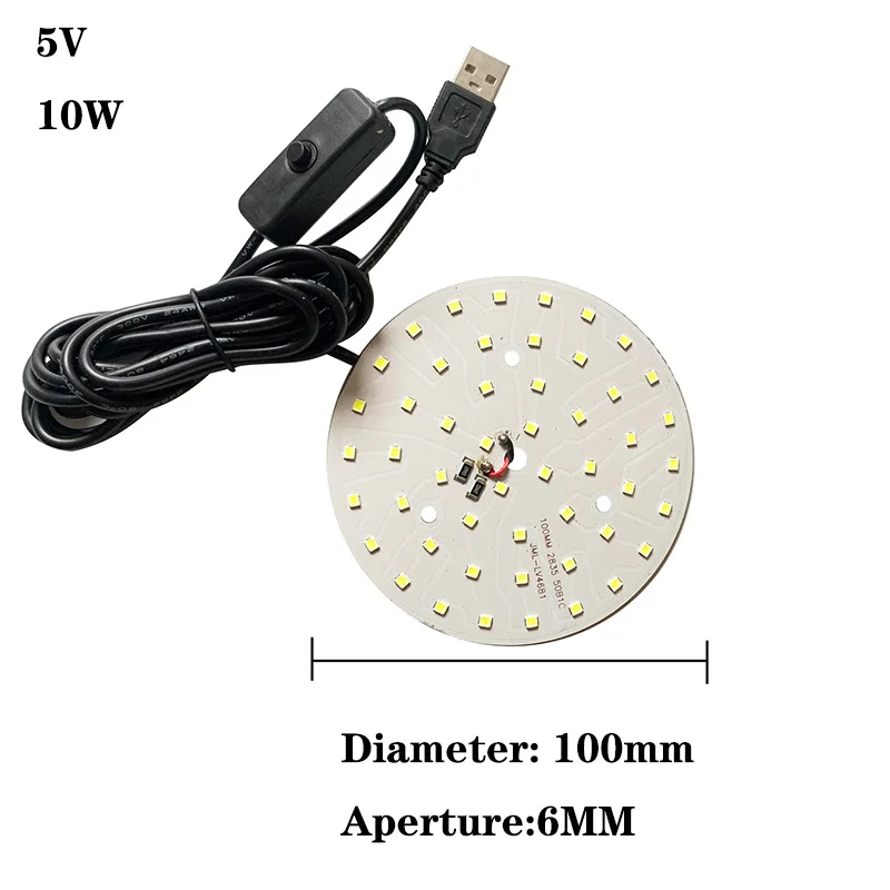 SMD5730 5V LED lampada bordo sorgente luminosa USB universale un colore 10W 30W perline lampada luce bianca calda con cavo interruttore ON/OFF 2m