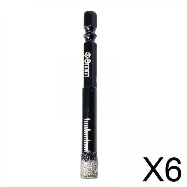 

6 алмазных шестигранных хвостовиков для влажных и сухих применения, кольцевые пилы для плитки для стекла и гранита