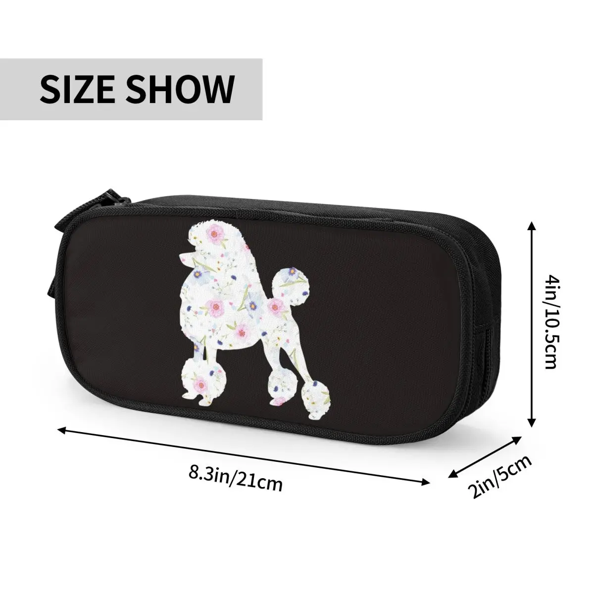 Imagem -04 - Poodle Floral Lápis Cases Grande Capacidade Caneta Bolsas Caixa de Caneta Bolsa de Lápis para Meninos Meninas Estudantes Papelaria Escola Escritório