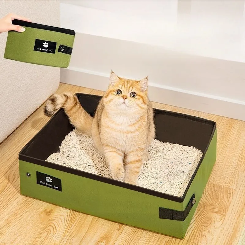 

Foldable Portable Cat Litter Box for Travel Outdoor Use, Lightweight Collapsible Kitty Toilet with Carry Bag, Waterproof
