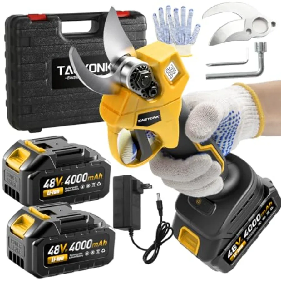 

Electric Pruning Shears Cordless Electric Shears for Gardening with 2 x 4000mah Battery and 1.38" Cutting Diameter Blades Cordl