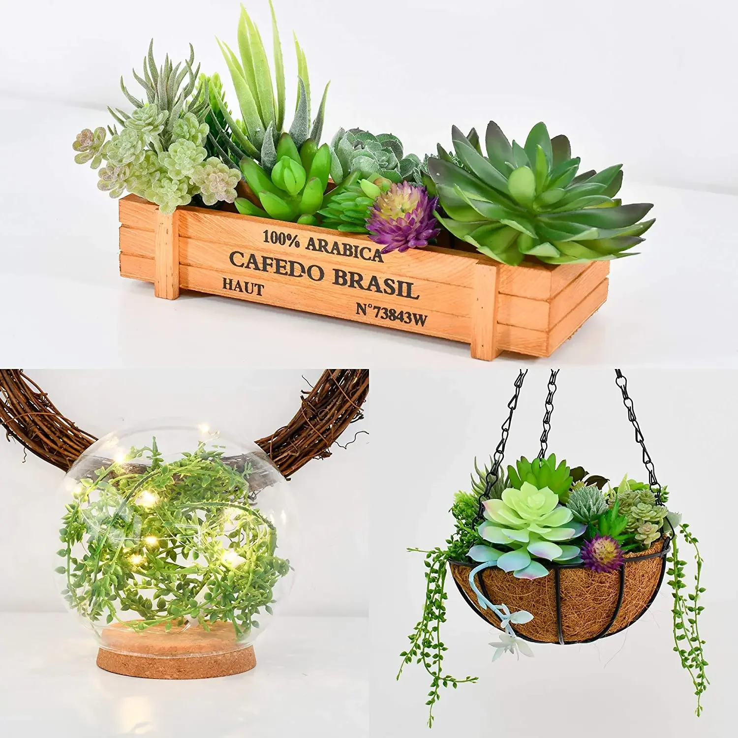Artificial Succulent Plants, Fake Decorations Fake Succulents, Large Quantity and Long Length Succulent Pack of 17