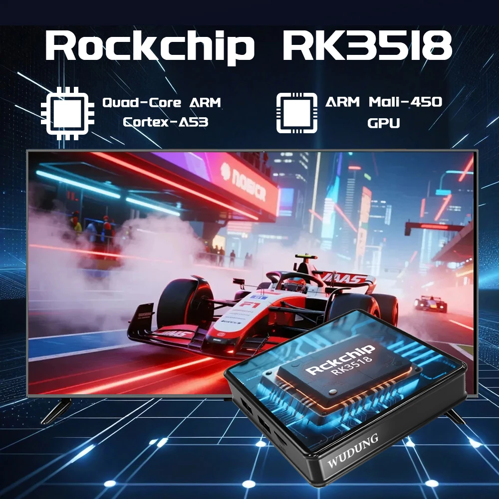 WUDUNG WD02 4k Android 14 Smart TV Box Rockchip RK3518 WIFI6 4K HD Set Top Box Sprachassistent Streaming Media Player 2G 16G