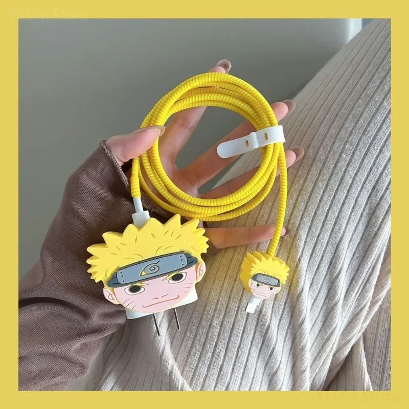 Naruto Kakashi wymienna głowica ładująca pokrowiec ochronny na IPhone Cute Cartoon kabel antywłamaniowy na prezent