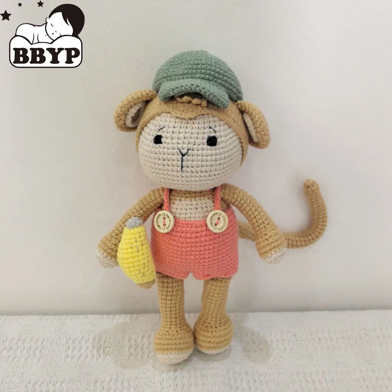 

Baby Crochet Stuffed Monkey Toys Soft Cotton Knitted Plush Monkey Doll Mini kawaii Cuddle Doll for Newborn Early Educational Toy