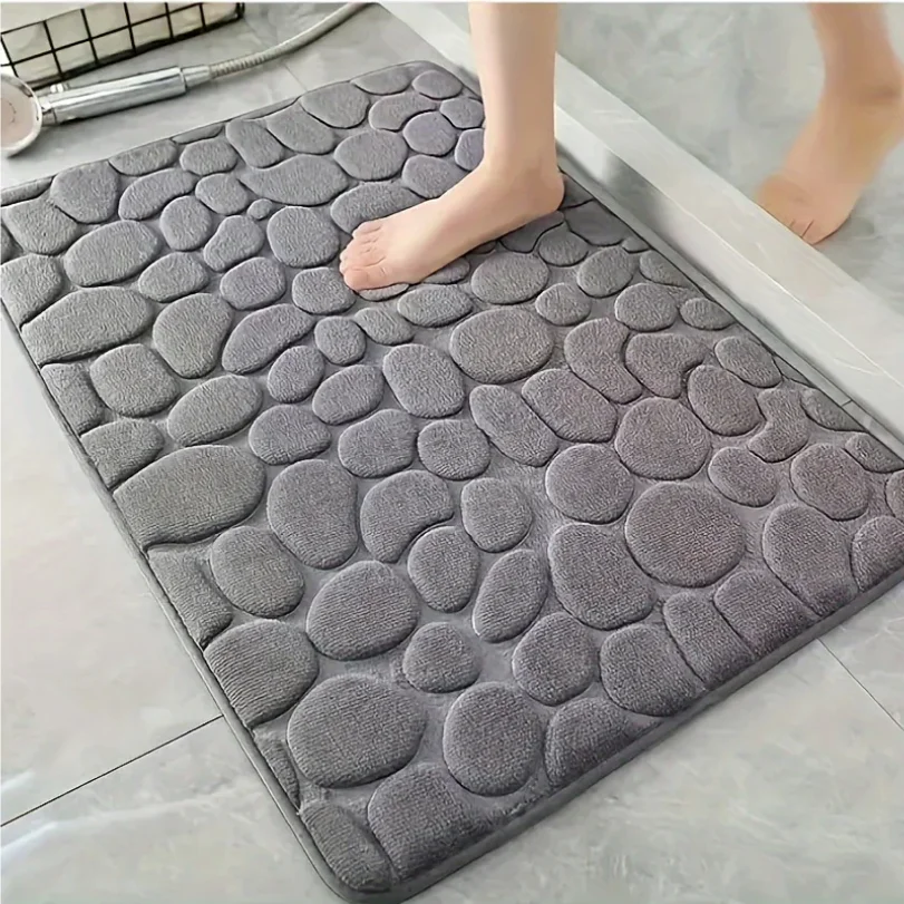 1pc Coralline Velvet Bathroom Anti-slip Mat,with Lining on the Bottom for Anti-slip and Water Absorption,for Bathroom Door