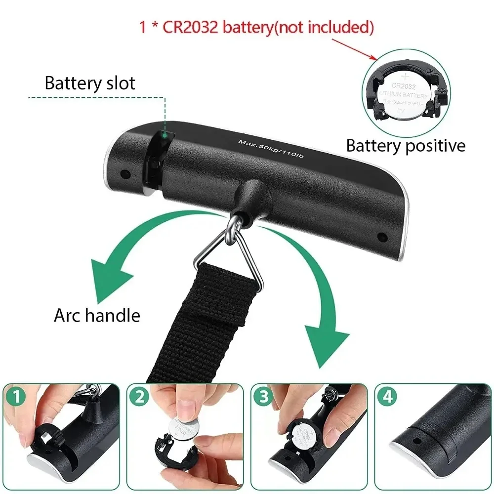 110Lb/50Kg Hanging Baggage Scale Digital Luggage Scale LCD Display Portable Suitcase Weighing Scale Travel Luggage Weight Scale view 4