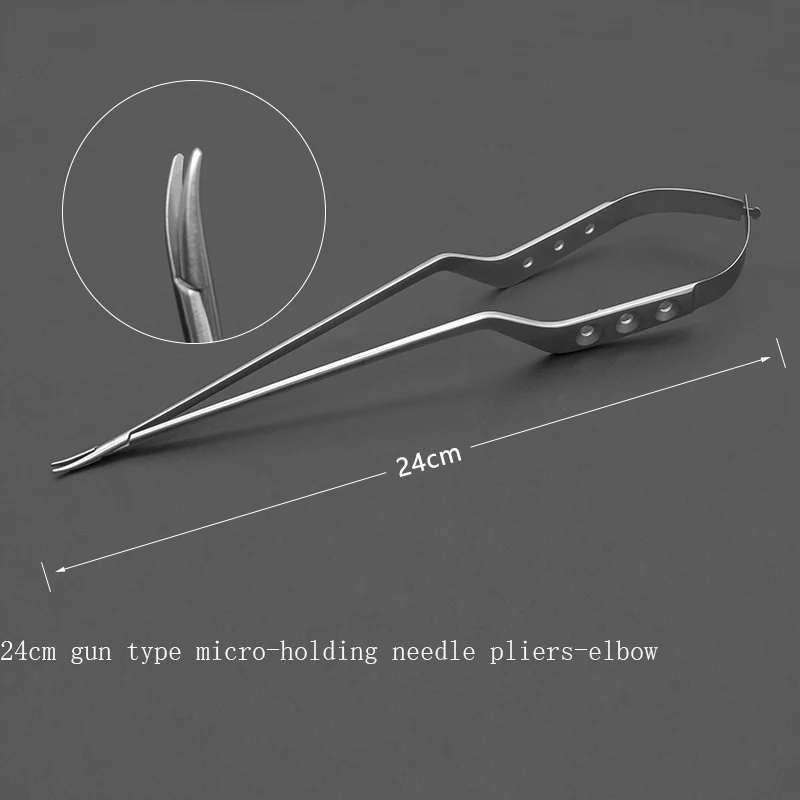 Pinça de retenção de agulha tipo pistola de aço inoxidável aparelho de microagulha para microcirurgia