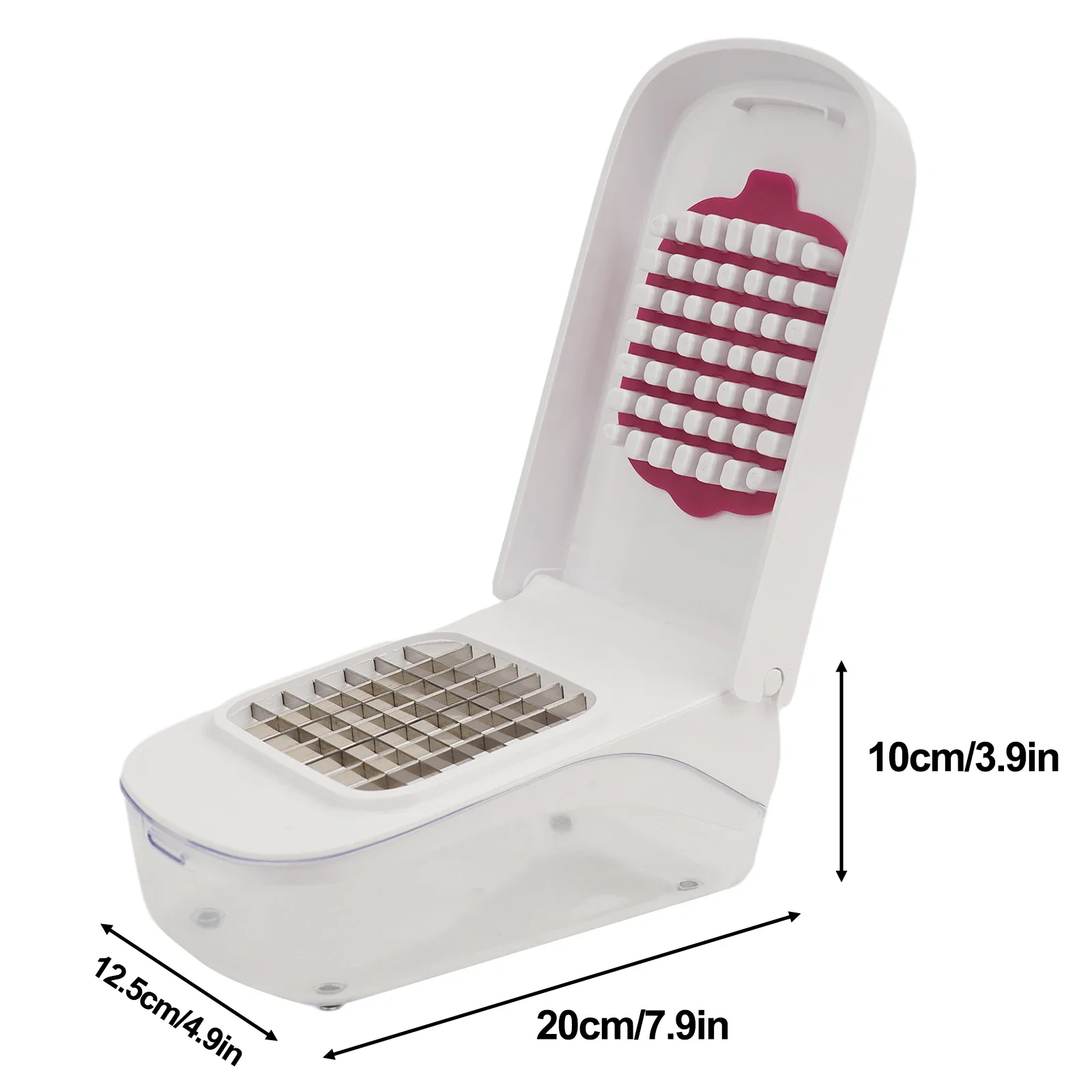 

Peeler Vegetable Chopper White With Container 20*12.5*10cm Rubber Handle Slip-proof Mat Stainless Steel Blades