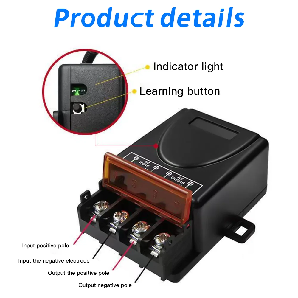 433 ميجا هرتز لاسلكي للتحكم عن بعد التبديل التيار المتناوب 110 فولت 220 فولت 10A التتابع 1CH وحدة تحكم الاستقبال و 2botton RF 433 ميجا هرتز الارسال #4