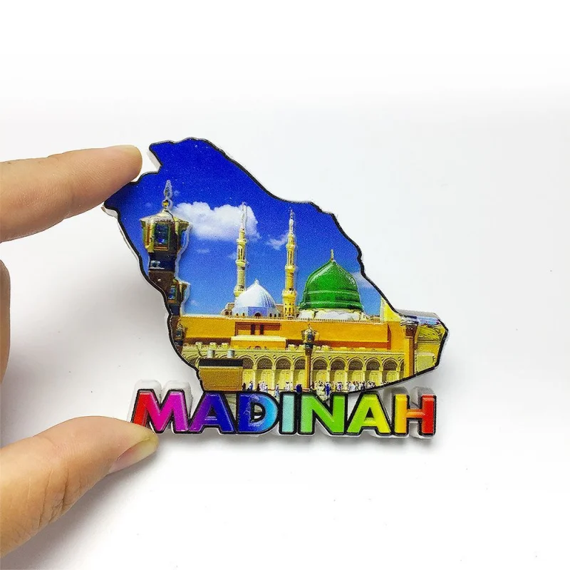 

Saudi Arabia Madinah Prophet's Mosque Green Dome 3D Resin Fridge Magnet Refrigerator Magnets Home Decor Items Cute Magnets