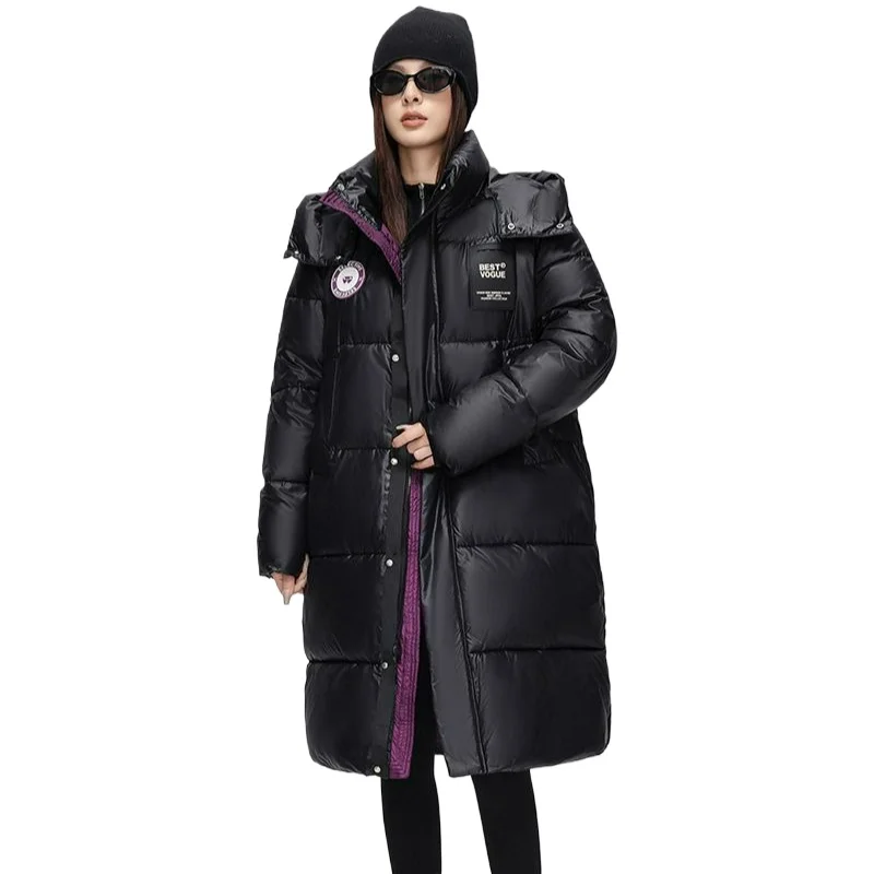 2026 جديد الذهب الأرجواني الملابس القطنية الدافئة المرأة سميكة سوداء موضة يندبروف سترة مزاجه ضئيلة