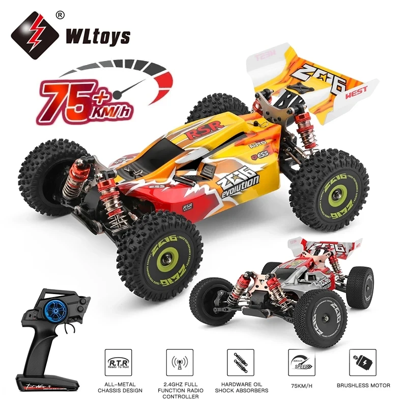 WLtoys 144010 144001 4WD RC Car 75KM/H Brushless Electric 2.4G High Speed Off-Road Remote Control Drift Toys For Children Racing