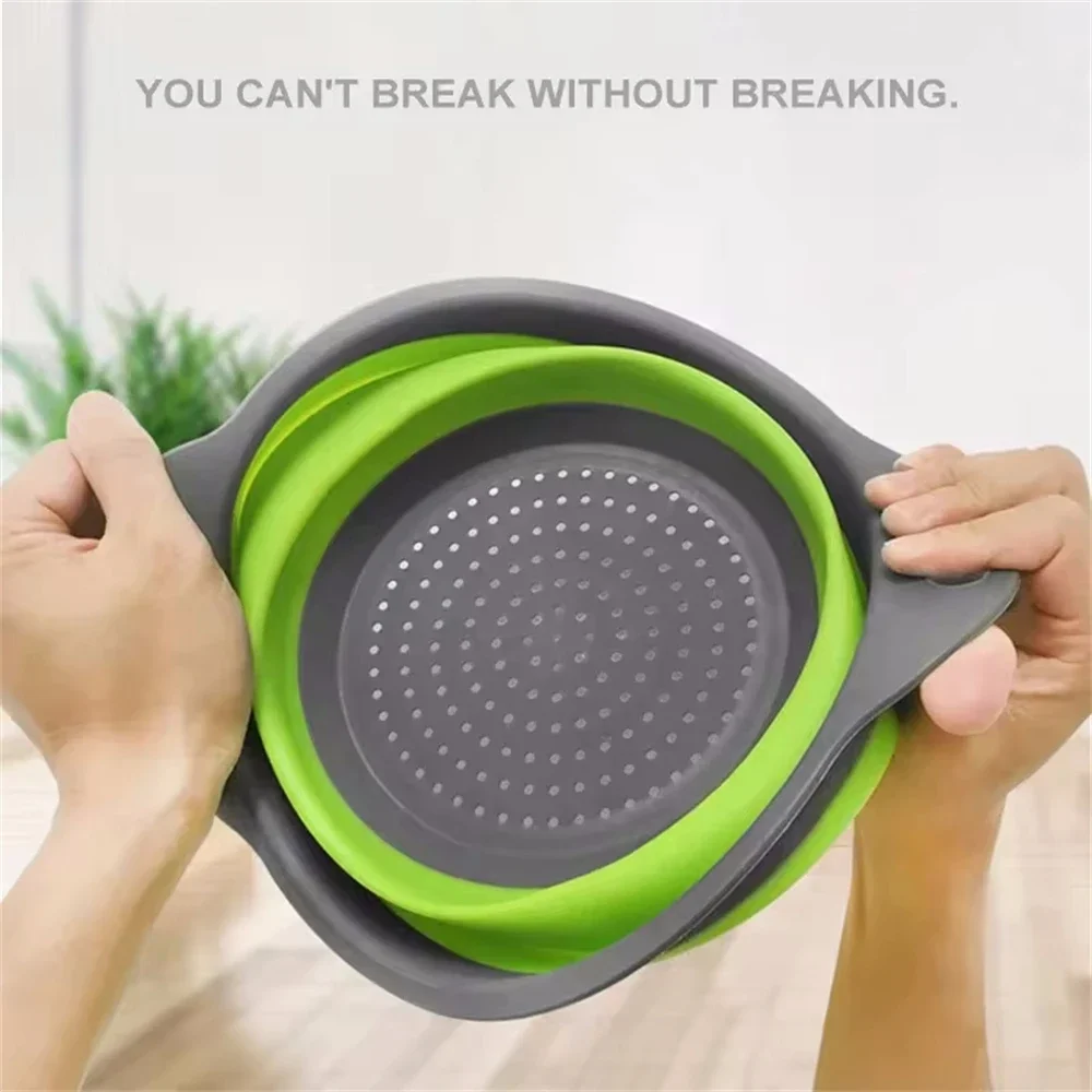 Folding Silicone Drain Basket Fruit Vegetable Washing Basket Foldable Strainer Colander Collapsible Drainer Strainers