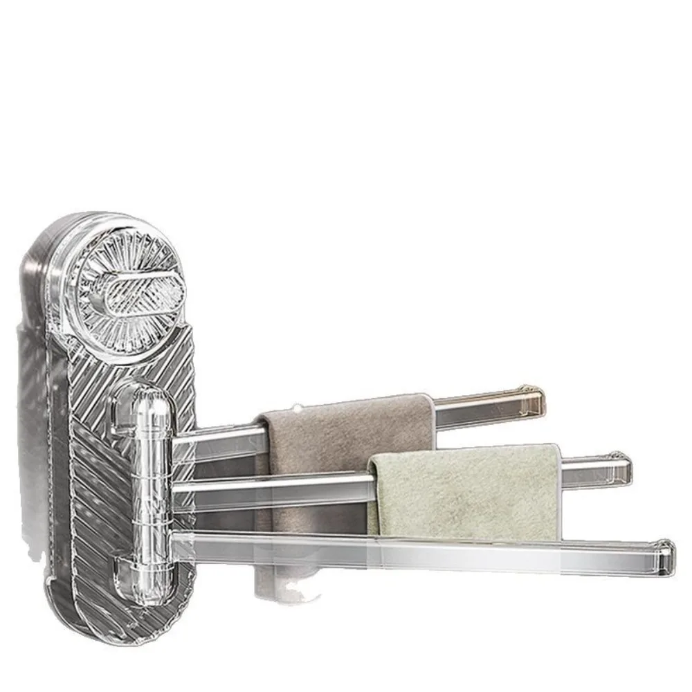 180°Rotating Suction Cup Towel Rack Wall-mounted 3 Towel Bars Toilet Towel Rod Multi-pole Punch-free Bathroom Towel Pole