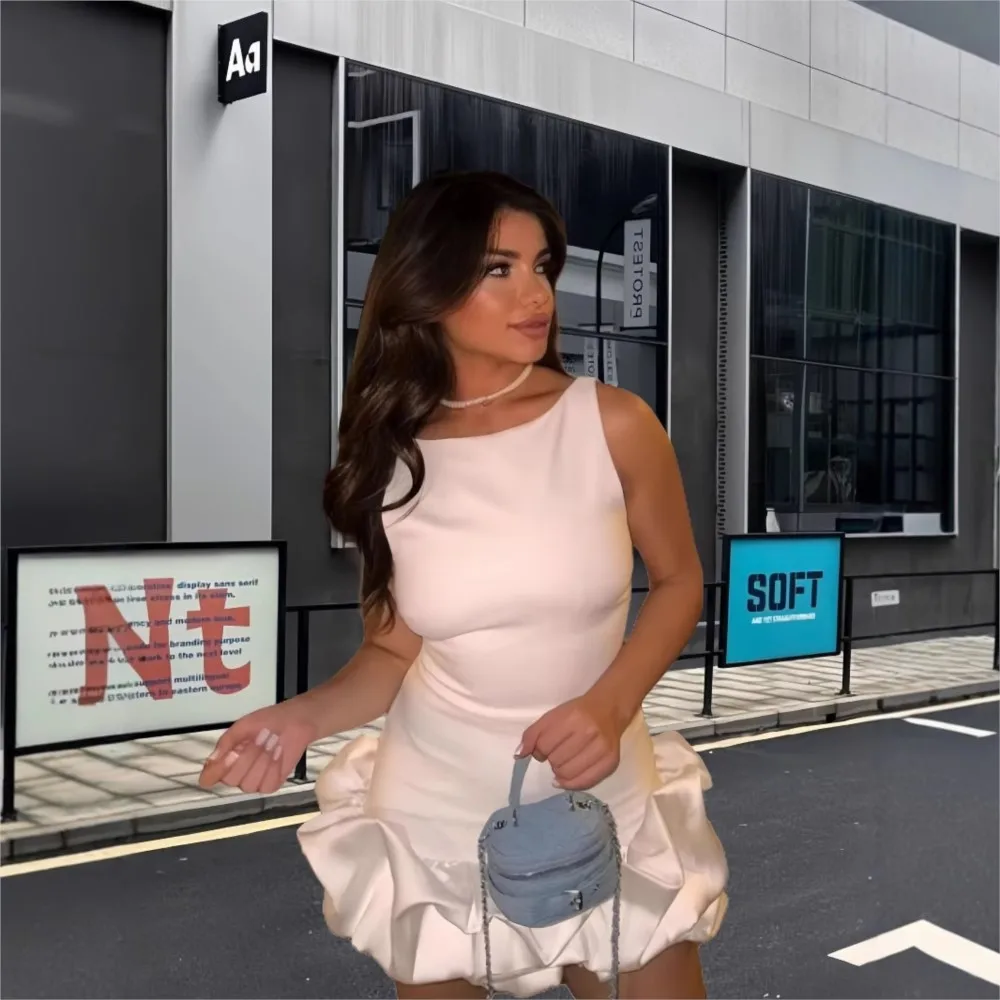 Letnie sukienki damskie jednolitego koloru, sukienki typu vestidos, eleganckie, codzienne, modne, wieczorowe mini sukienki bez rękawów na imprezę, bankiet, wyszczuplające.