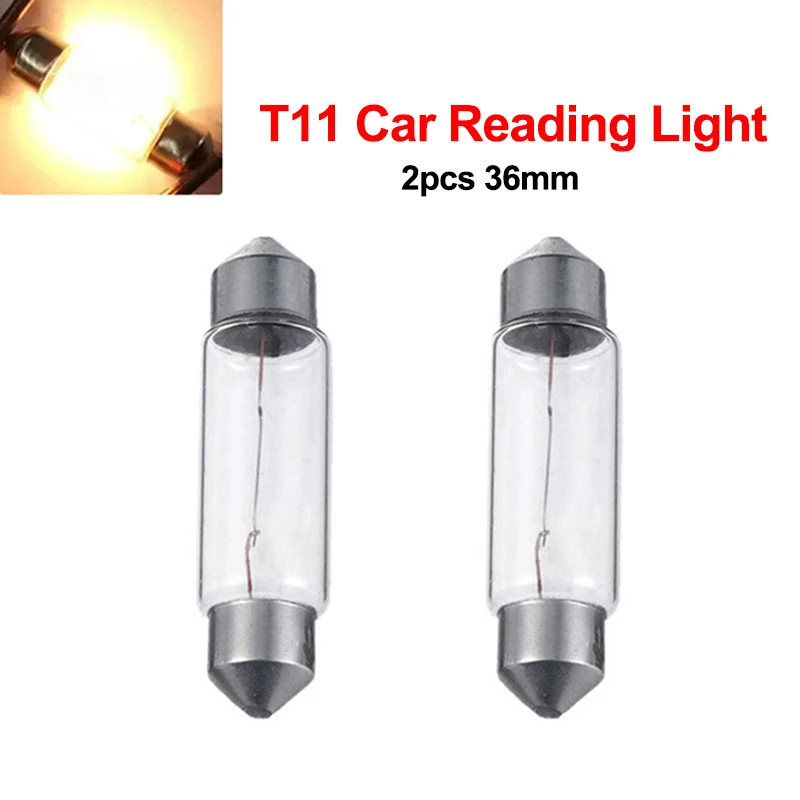 2Pcs SV8.5 Car Roof Light Reading Light 5W 12V T11x36mm Double Pointed Bubble License Plate Trunk Lights