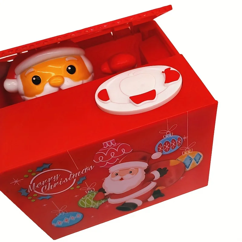 بنك أصبع لمجموعة المال بمساعدة سانتا كلوز، بنك خنزير كهربائي، بنك خنزير ممتع، متوافق مع بطاريتين 1.5 فولت #1