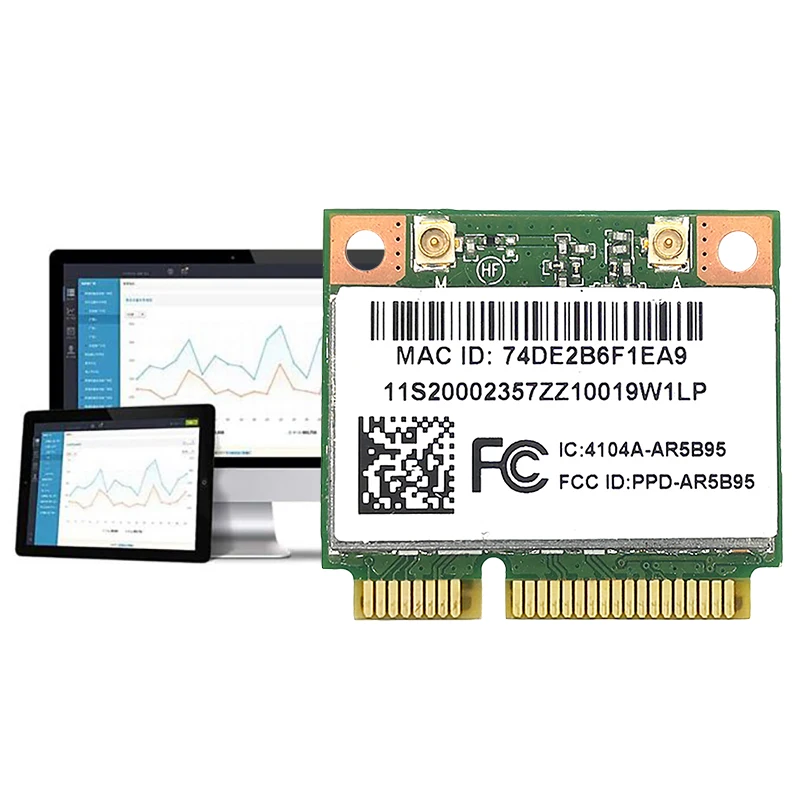 Dla Lenovo Z370 Y460 G470 Z470 Z560 czarne jabłko AR5B95 2.4G 150Mbps MINI PCIE 802.11N wbudowana karta sieci bezprzewodowej