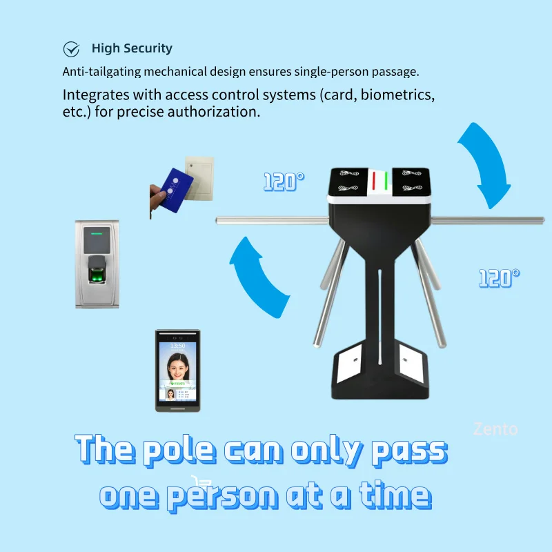 Compact Tripod Turnstile Gate Bidirectional Access Control Durable Outdoor/Indoor Use