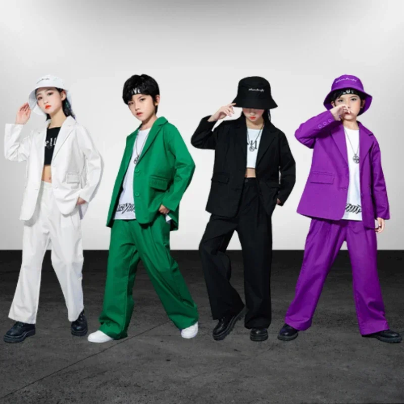 

Костюм для девочек, танцевальная группа, повседневный пиджак с длинными рукавами, брюки, 2 предмета, детские костюмы, формальный черный комплект куртки для мальчиков 14 15 16 18 лет