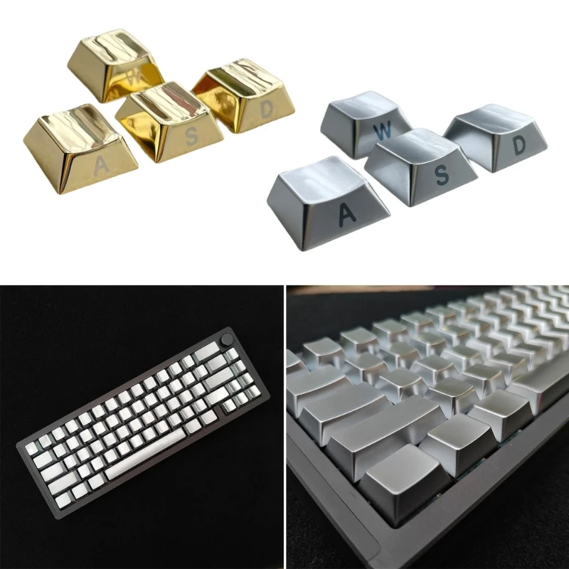 

4PCS WASD Keycaps Zinc Alloy Keycap Side Engraving Button for Gaming and Office Keyboards Metal Keycaps