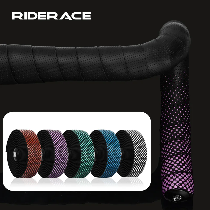 RIDERACE 자전거 핸들 바 테이프 도로 자전거 핸들 바 도트 그라디언트 미끄럼 방지 탄성 PU EVA 부드러운 통기성 사이클링 스트랩