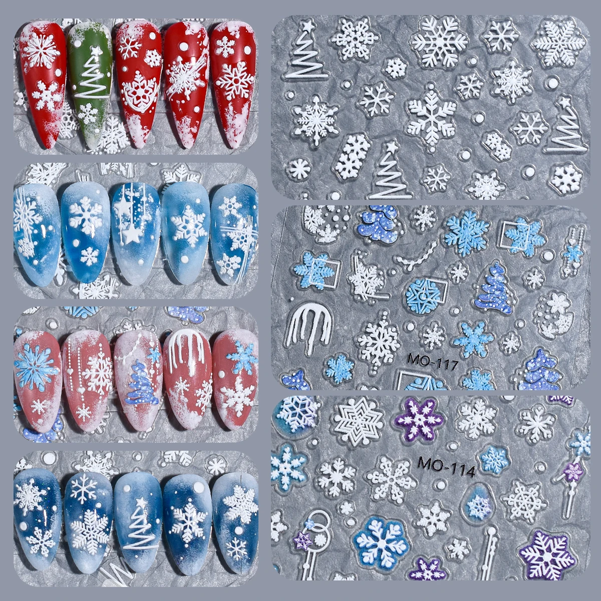 Pure White Merry Christmas Nail Adesivos, Decalques Adesivos, Encantos Alívio, Vários Floco De Neve, Árvore De Natal, 1Pc