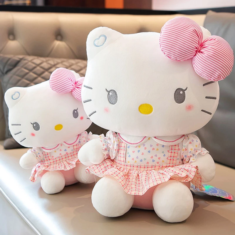 Muñeca HelloKitty de dibujos animados de 20cm, muñeca de gato rosa para estudiante, almohada de lanzamiento, juguete de peluche, regalo de cumpleaños para niña