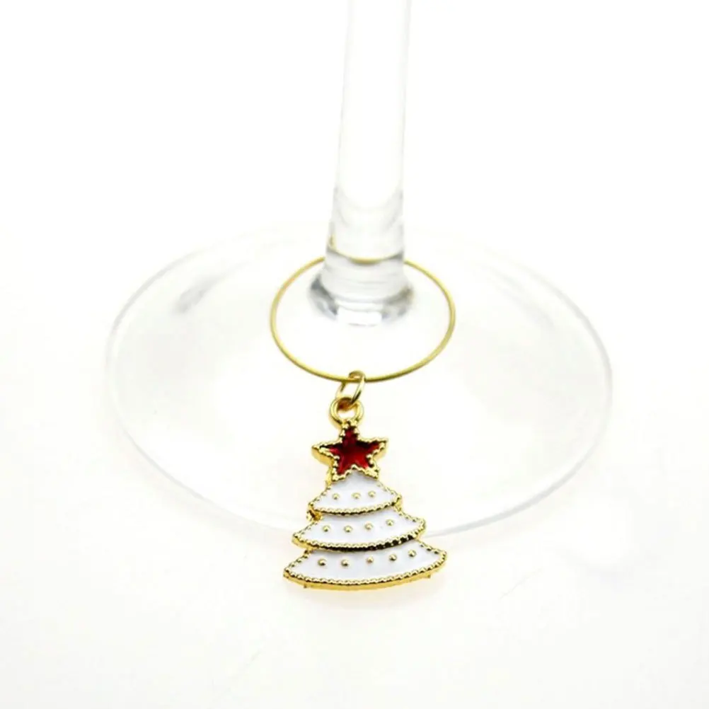 

6Pcs Christmas Wine Glass Charms Sets Colorful Rings Identification Drink Markers Party Favor Wine Tags