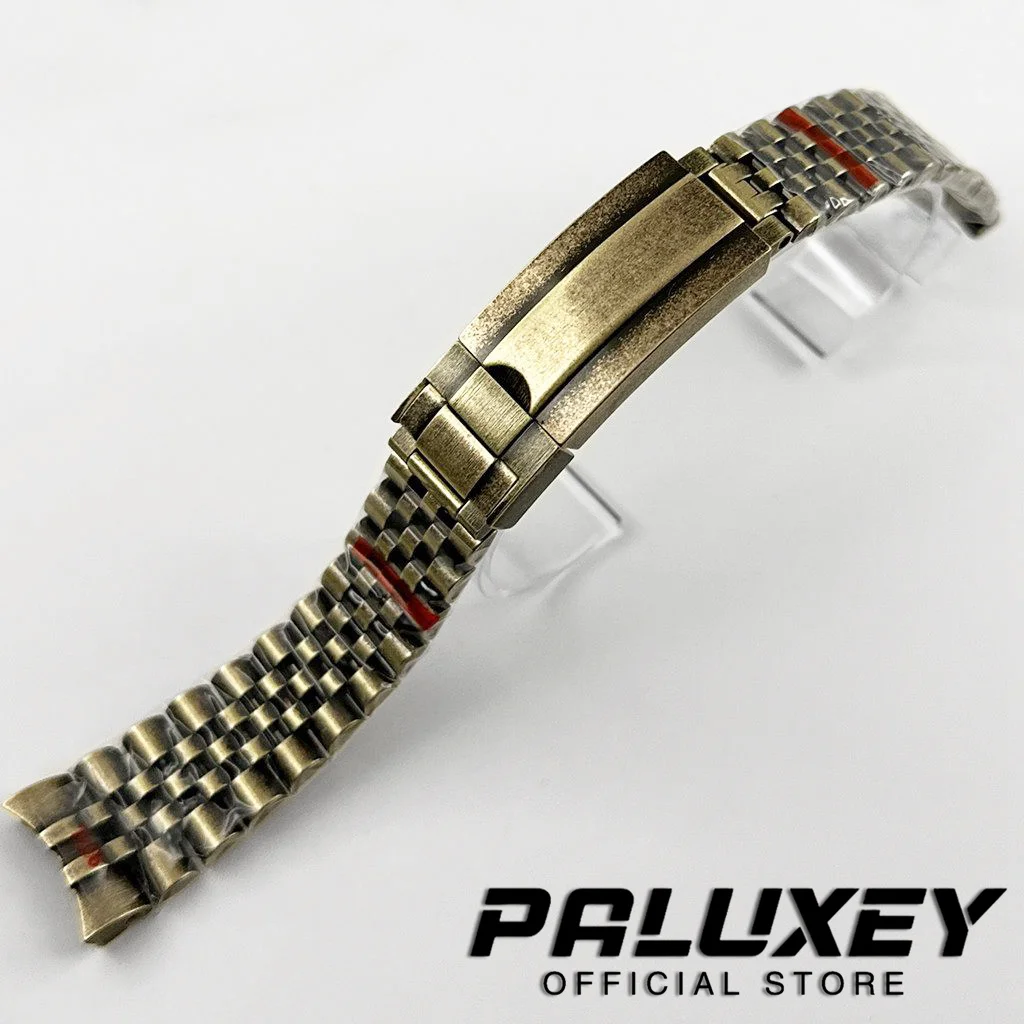 Pulsera de alta calidad de 20mm 904L, correa de reloj de bronce, hebilla plegable, cierre de bloqueo deslizante, correa de acero inoxidable sólido