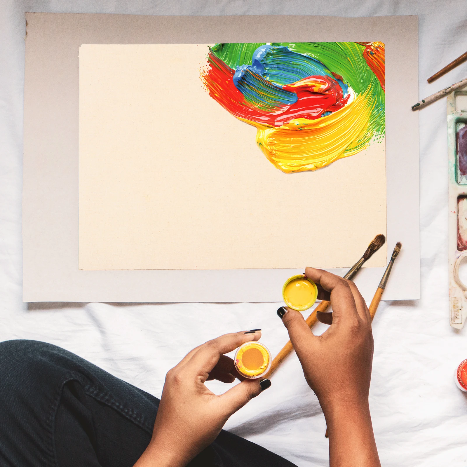 

5 листов холст для рисования маслом 48x57 см, пустая художественная хлопчатобумажная ткань для рам «сделай сам», прочная гладкая поверхность, детский аксессуар