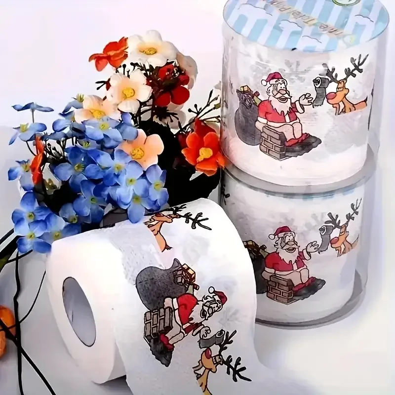 Colorful Christmas Cartoon Pattern Tissue Roll - Household Toilet Paper Christmas Decorations