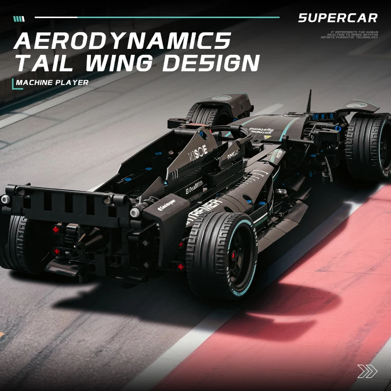 New black F1 Formula One racing building blocks technical mechanical racing model bricks adult collectible toys image 2