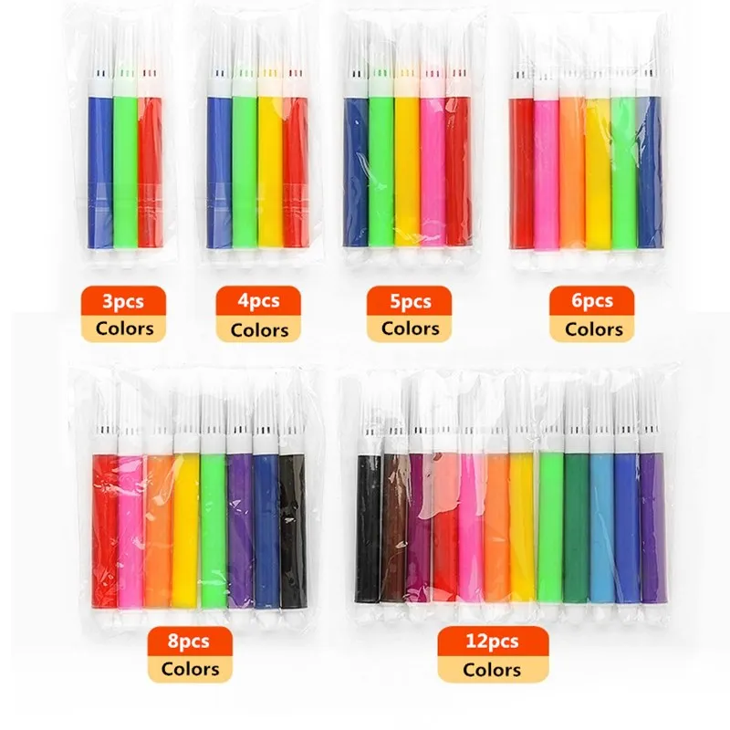 12pcs Set Easy Clean Children Watercolor Painting Pen Marker Student Artist Drawing Tool School Office Supply Stationery Gift