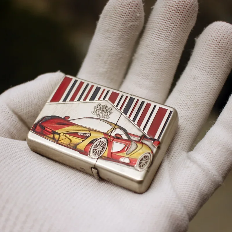 New Handmade Thickened Titanium Color Marlboro Kerosine Lighter, Painted Cowgirl Windproof Flint Lighter, Collectible Gift