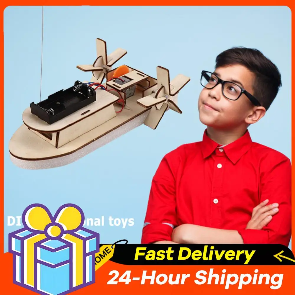 

DIY Boat Model Science Toys Kids Electric Educational Teaching Kit 3D Assemble Wooden Boat Toy Educational Science Experiments