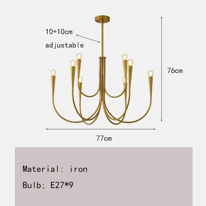 American style French light luxury retro bedroom candle restaurant pendant light