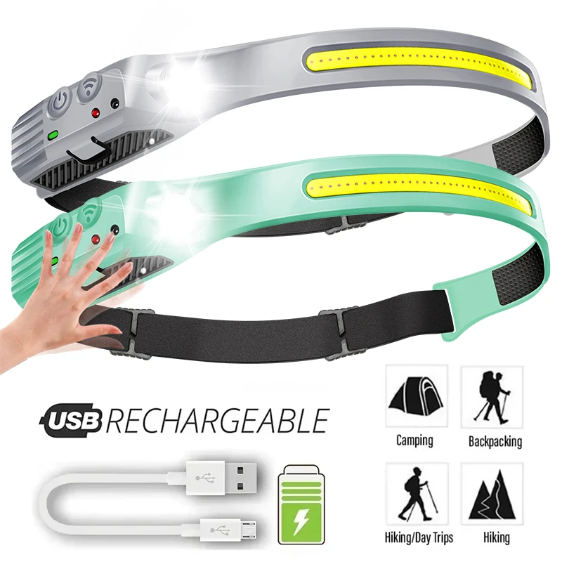 

270° Floodlight Induction LED Headlamp 5Modes Head Flashlight Type-C Rechargeable Headlight for Running Cycling Camping Fishing