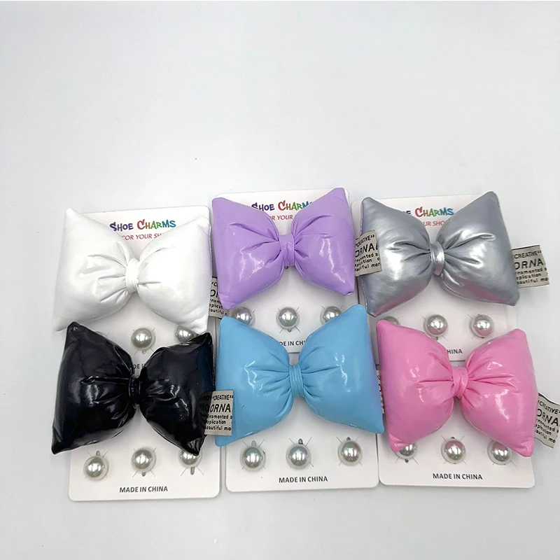 Big Candy-Colored Bow Shoe Charm DIY Shoe Decorations Button Accessories for Hole Shoe Bogg Bag Slides Sandals Clogs Kids Gifts