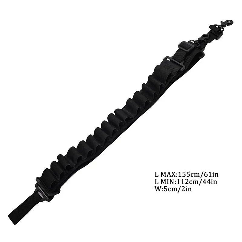 Multifunctional Tactical Two Point Shooting Gun Sling 15-hole Shotgun Shell Holder Molle Airsoft Ammo Sling Hunting Accessories