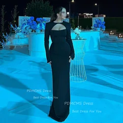 Elegant Black Arabia Prom Dresses Mermaid Customized Long Sleeves Dubai Formal Evening Dresses Women Party Gowns Robe De Soirée