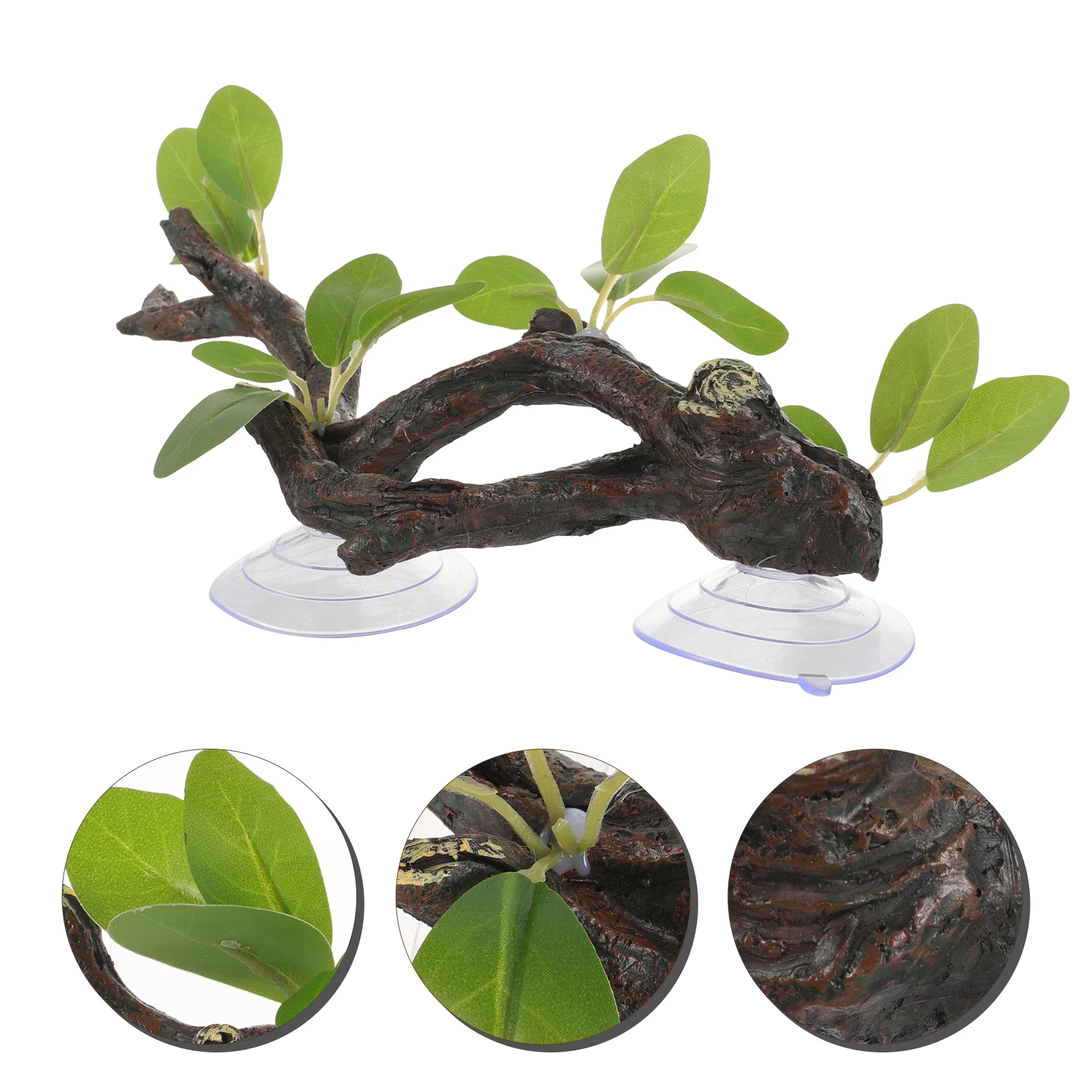 

Resin Decoration Fake Climbing Branch For Reptile Tank Fish Aquarium With Suction Cup Realistic Texture Habitat Accessories