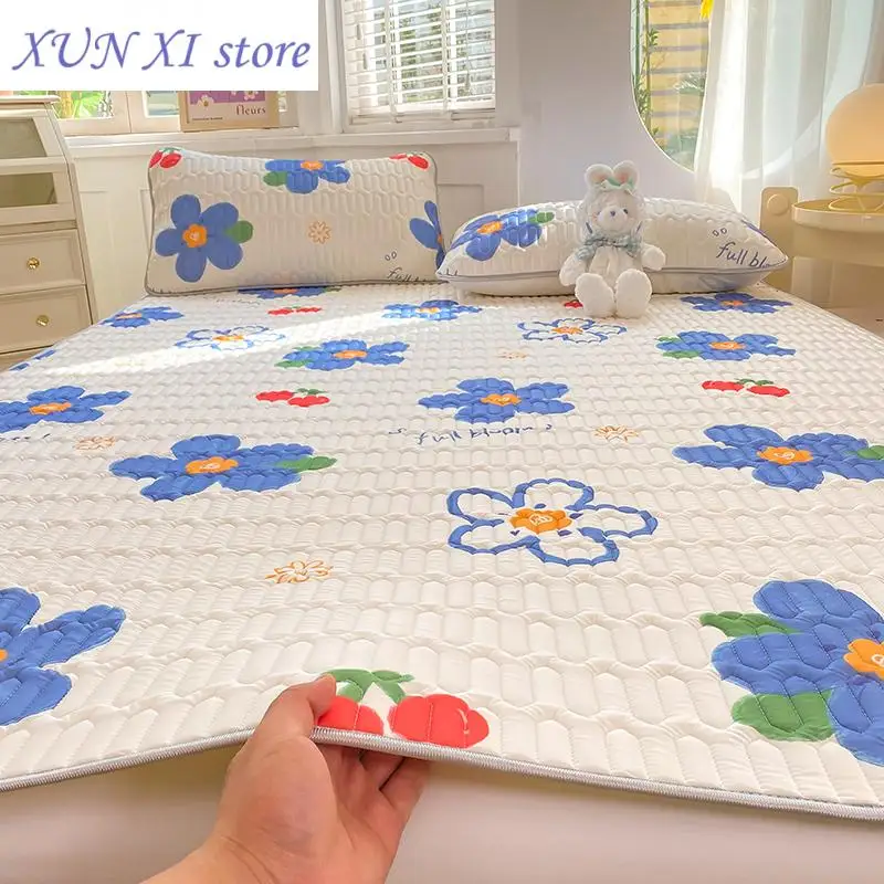 New Natural Latex Cooling Mat for Summer Thicken Cool Feeling Mattress Pad Soft Air-Permeable Cold Summer Mat for Bed Sheet Set